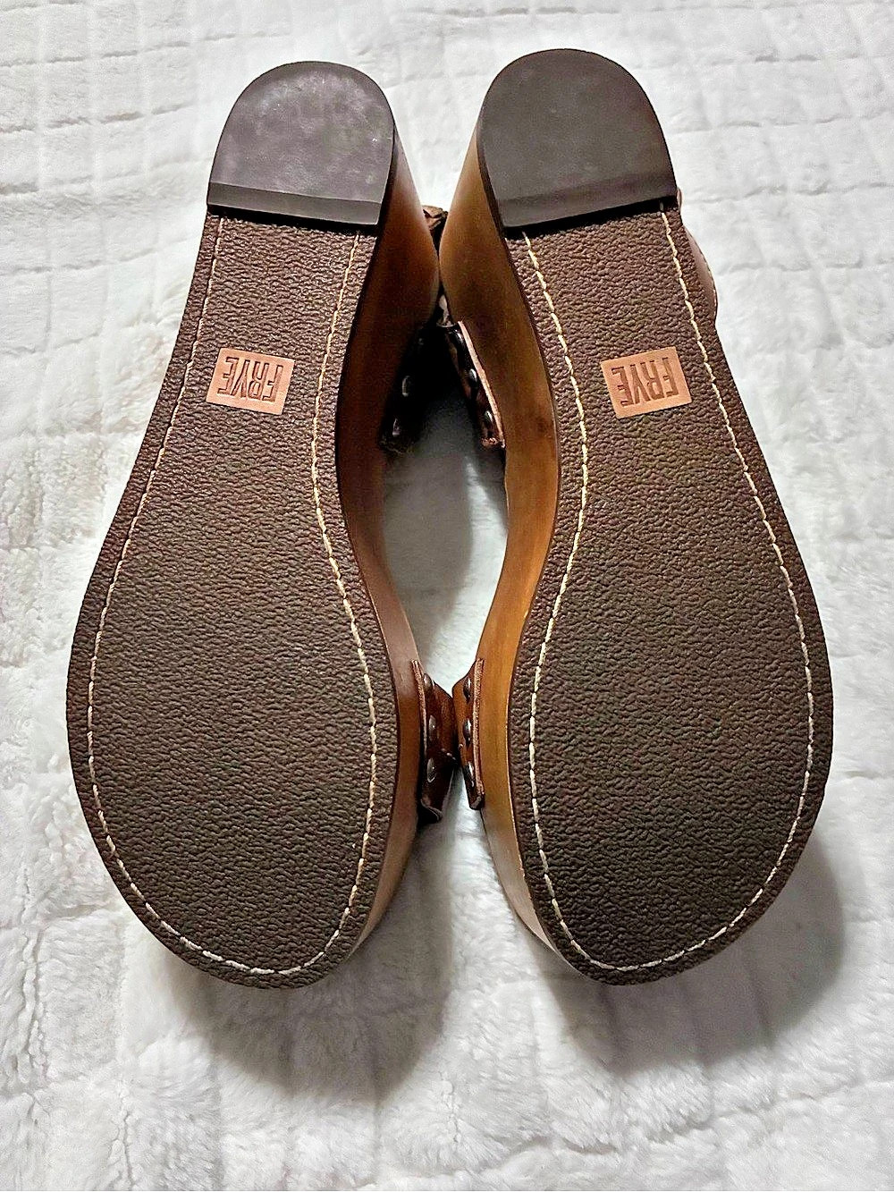 Frye wedge sandals Brown Leather US 7 - Picture 6 of 9